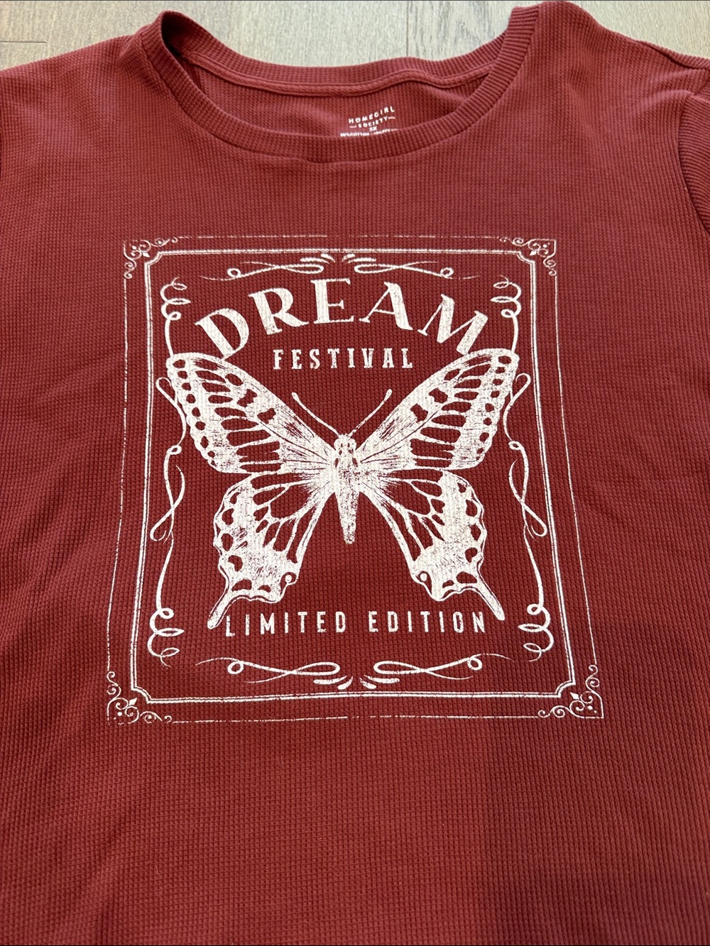 NWT Butterfly Dream Festival Crop Short Sleeve Burgundy Women’s 3X Summer Top - Picture 2 of 11